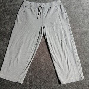 Athletic Works Pants Womens L Gray Capri Drawstring Pockets Yoga Walking Workout
